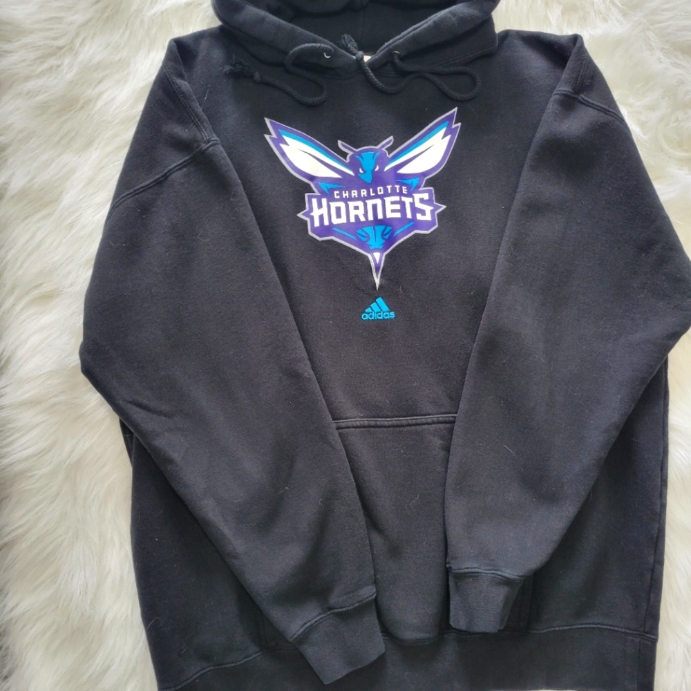 Adidas NBA Charlotte Hornets Hoodie XL Black EUC Heavyweight